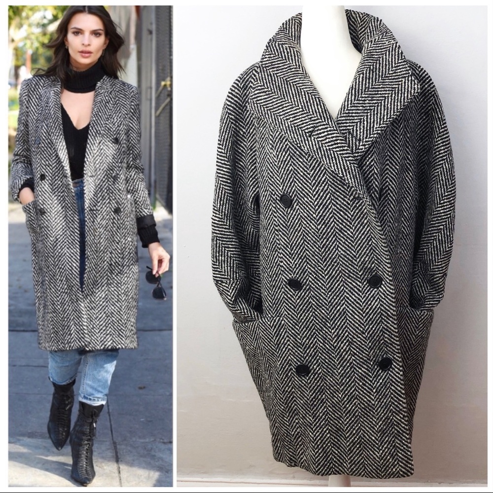 Vintage Oversized / Chunky Herringbone Tweed Coat